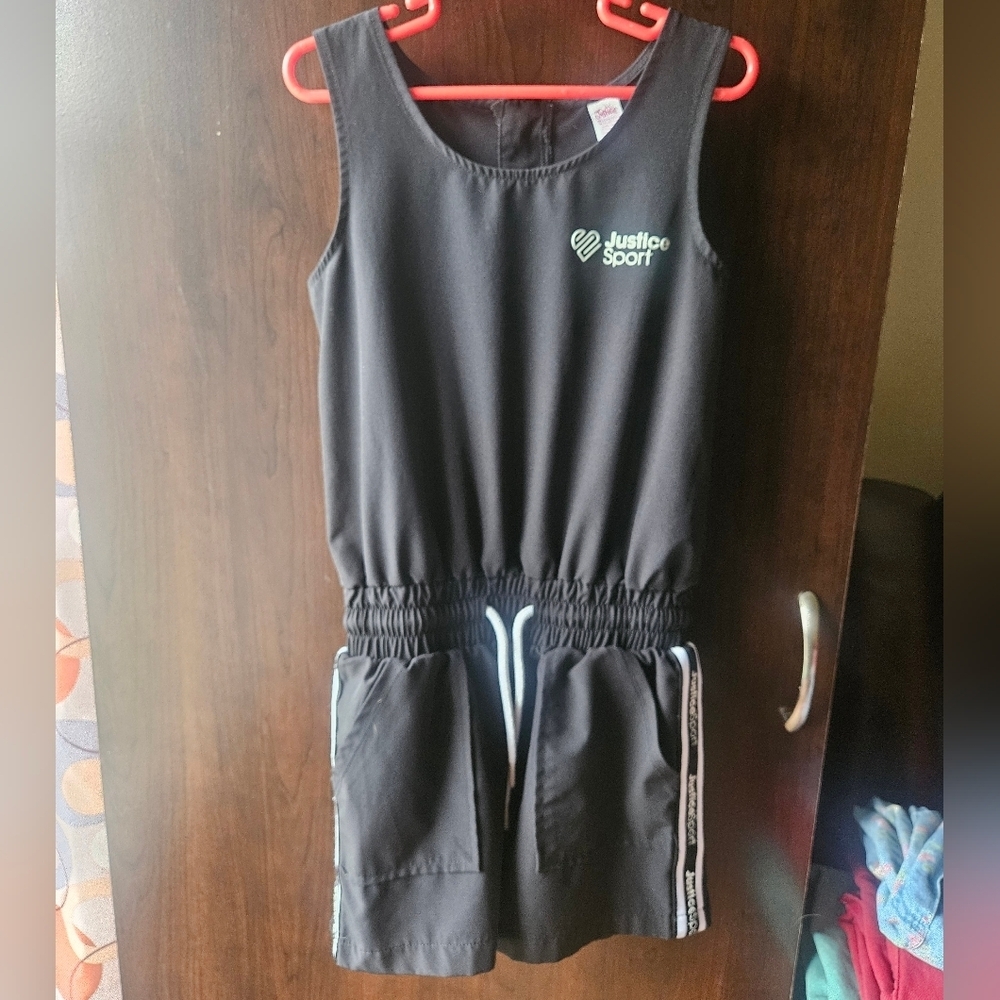 Justice Sport Black Sleeveless Romper Size Small (7/8)
